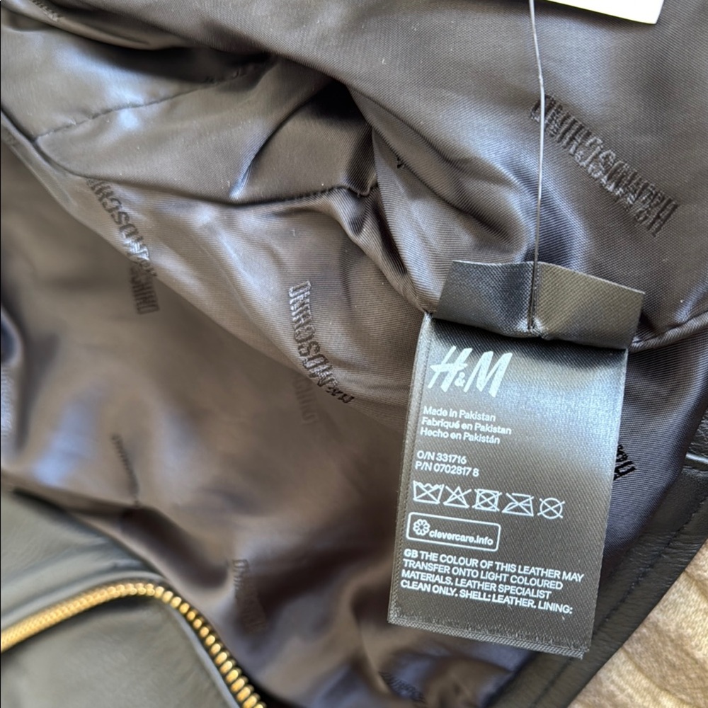 HM Moschino Black Leather Jacket with Gold Accents - Picture 9 of 14